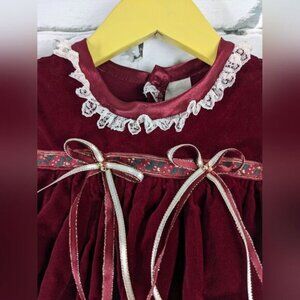 Vintage Baby Christmas Dress Red velvet puffy childrens formal dress 6 12